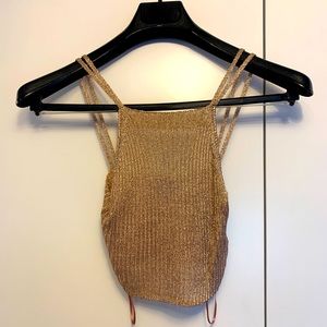 Top Shop Metallic Crop